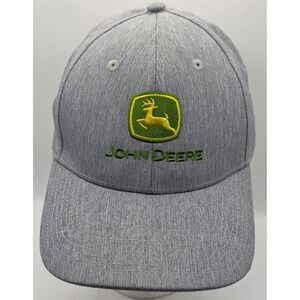 John Deere Ahead Authentics Gray Heathered Baseball Cap Hat Mid Fit M18HLS‎